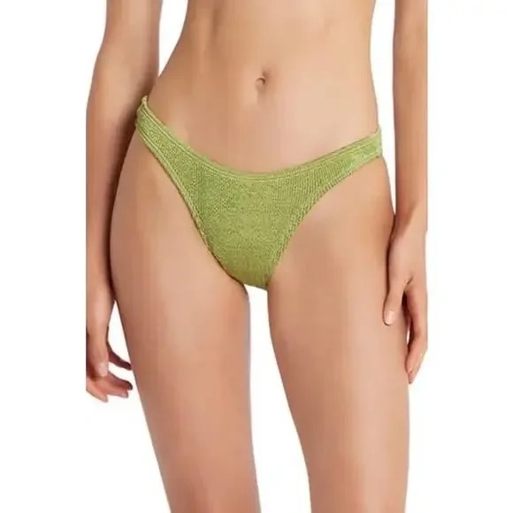 Bond-eye Green Citron Shimmer Sign Brief Bikini Bottoms